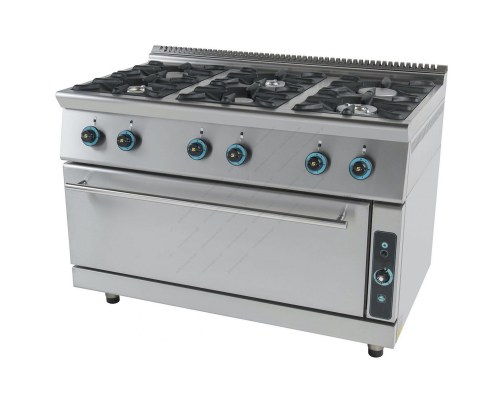 Eστία Αερίου 6 εστιών με ενιαίο φούρνο FC6FLS9 SERGAS Ελλάδας