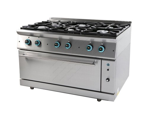 Commercial Gas Cooler 6 Hobs with Electric Oven FC6GFELS7 SERGAS Greece