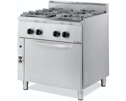 Commercial Gas Cooker 4 Hobs and Gas Oven 80 x 70 cm 204STVE VIMITEX Greece