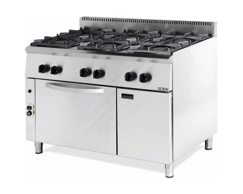 Επαγγελματική Κουζίνα 6 Εστιών Αερίου με Φούρνο Αερίου 120 x 70 εκ. 206STVE VIMITEX Ελλάδoς
