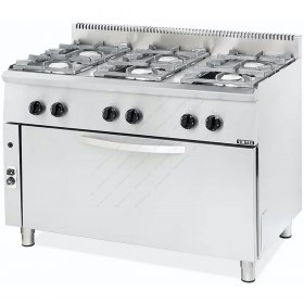 Επαγγελματική Κουζίνα 6 Εστιών Αερίου με Μεγάλο Φούρνο Αερίου 120 x 70 εκ. 206STVL VIMITEX Ελλάδoς