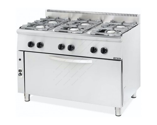 Επαγγελματική Κουζίνα 6 Εστιών Αερίου με Μεγάλο Φούρνο Αερίου 120 x 70 εκ. 206STVL VIMITEX Ελλάδoς