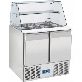 Επαγγελματικό Ψυγείο Πάγκος Τοστ - Σαλατών 90 x 70 εκ. 2 Πόρτες & Βιτρίνα GN 1/1 CRQ90A COOLHEAD Ιταλίας