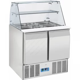 Saladette Refrigerated Cournter  90 x 70 cm 2 Doors  & Display GN 1/1 CRQ90A COOLHEAD Italy