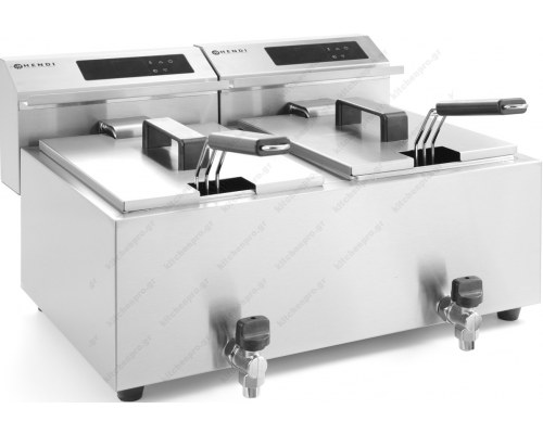 Electric Commercial Double Digital Fryer  8 + 8 Liters «Mastercook» with Faucet HENDI Netherlands