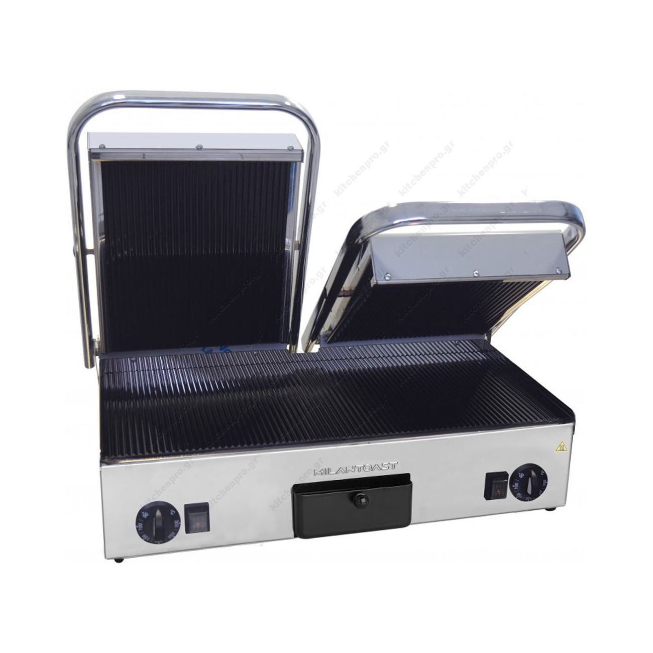 Double Commercial Contact Grill Ceramic Ribbed Top Bottom 41 x 48 cm. 17062 MILAN TOAST taly