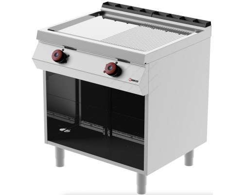 Λείο & Ραβδωτό Ηλεκτρικό Πλατό Ψησίματος Χρωμίου 80x70 εκ. FTE72MF DESCO Ιταλίας