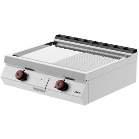 Λείο & Ραβδωτό Ηλεκτρικό Πλατό Ψησίματος Χρωμίου 80x70 εκ FTE72TF DESCO Ιταλίας