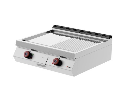 Λείο & Ραβδωτό Ηλεκτρικό Πλατό Ψησίματος Χρωμίου 80x70 εκ. FTE72TF DESCO Ιταλίας