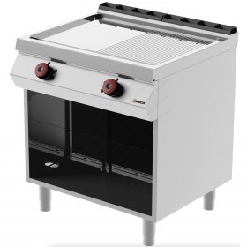 Λείο & Ραβδωτό Πλατό Ψησίματος Χρωμίου Αερίου 80x70 εκ FTG72MF DESCO Ιταλίας