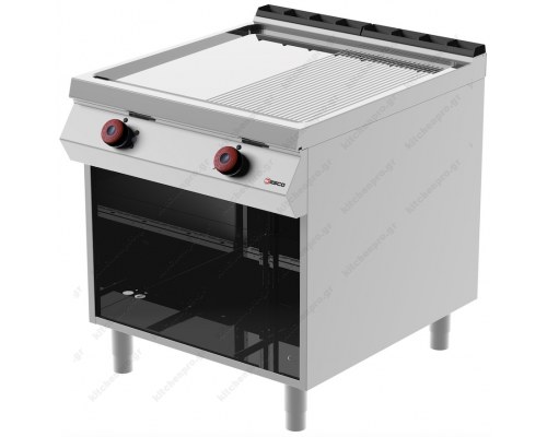 Λείο & Ραβδωτό Πλατό Ψησίματος Χρωμίου Αερίου 80x90 εκ. FTG92MF DESCO Ιταλίας