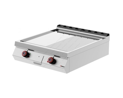 Λείο & Ραβδωτό Πλατό Ψησίματος Χρωμίου Αερίου 80x90 εκ. FTG92TF DESCO Ιταλίας