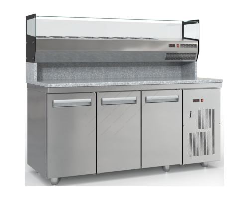 Ψυγείο Πίτσας με Ανεξάρτητο Επαγγελματικό Ψυγείο Υλικών 180 x 75 εκ. PSM180PIZZA/3GN, DOBROS INOX Ελλάδας