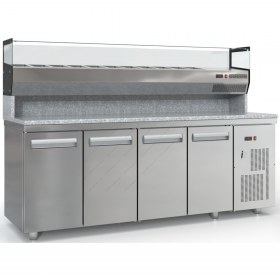 Ψυγείο Πίτσας με Ανεξάρτητο Επαγγελματικό Ψυγείο Υλικών 225 x 75 εκ. PSM225PIZZA/4GN, DOBROS INOX Ελλάδας