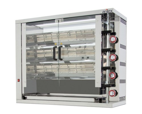 Rotisserie - Κοτοπουλιέρα Αερίου με 3 Σούβλες, 12-18 Κοτόπουλα 3ASG, ARILEX Ισπανίας