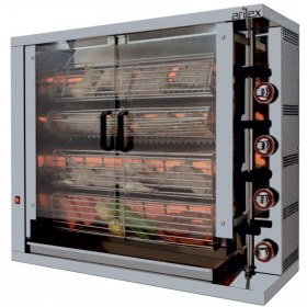 Rotisserie - Κοτοπουλιέρα Αερίου με 4 Σούβλες, 16-24 Κοτόπουλα 4ASG, ARILEX Ισπανίας