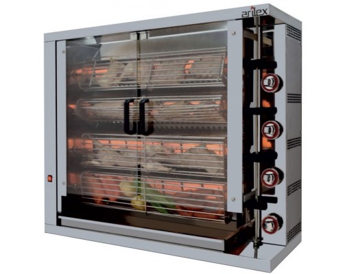 Rotisserie - Κοτοπουλιέρα Αερίου με 4 Σούβλες, 16-24 Κοτόπουλα 4ASG, ARILEX Ισπανίας