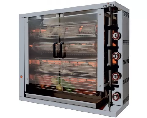 Rotisserie - Κοτοπουλιέρα Αερίου με 4 Σούβλες, 16-24 Κοτόπουλα 4ASG, ARILEX Ισπανίας