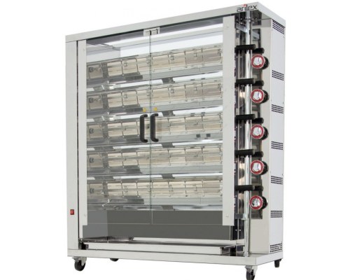 Rotisserie - Κοτοπουλιέρα Αερίου με 5 Σούβλες, 20-30 Κοτόπουλα 5ASG, ARILEX Ισπανίας