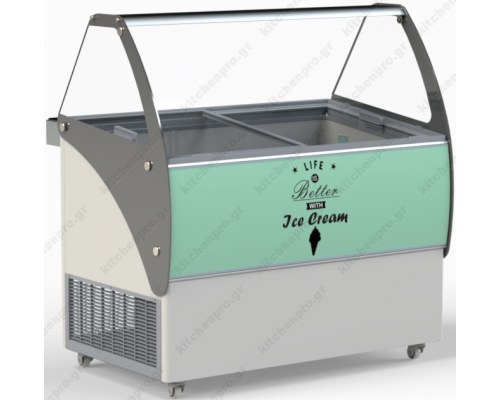 Display for Ice Cream & Frozen Yogurt 14 Pans 167 cm ELEGANTE 56 CRYSTAL Greece 