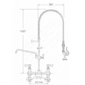 Water Spray Gun of 2 Wall mounted with Rotary Switches & Tap