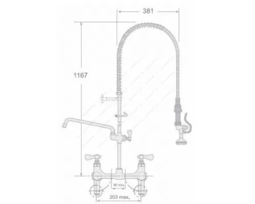 Water Spray Gun of 2 Wall mounted with Rotary Switches & Tap