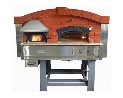 Rotated Traditional Italian Type Gas & Wood Pizza Oven for 9 Pizzas MIX120R, ASTERM FORNI