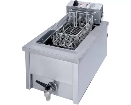Commercial Single Electric Deep Fryer 10 lt Three Phase with an oil Drain tap F100 M & M of Greece