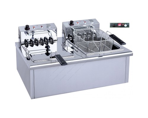 Επαγγελματική Διπλή Φριτέζα 13+13 Λίτρων Τριφασική με Ψηφιακό χρονόμετρο Ηλεκτρική F130TR M & M Ελλάδος