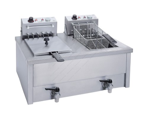 Επαγγελματική Διπλή Φριτέζα 10+10 Λίτρων Τριφασική με Βρυσάκι Ηλεκτρική F100 M & M Ελλάδος