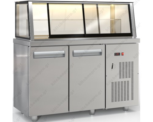 Επαγγελματικό Ψυγείο Βιτρίνα Συντήρησης Ζαχαροπλαστικής 135 x 70 εκ. PSM13570DIS.DM INOX DOBROS Ελλάδος