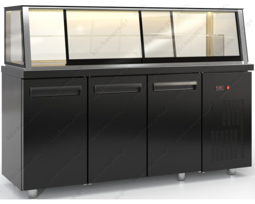 Επαγγελματικό Ψυγείο Βιτρίνα Συντήρησης Ζαχαροπλαστικής 180 x 70 εκ. PSM18070DIS.DM INOX DOBROS Ελλάδος