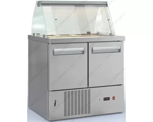 Επαγγελματικό Ψυγείο Τόστ - Σαλατών 90 x 70 εκ. 2 Πόρτες & Bιτρίνα, 2 Σειρες GN 1/4 PSM9070SALAD.DM DOBROS INOX Ελλάδος