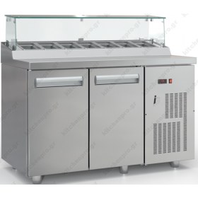 Επαγγελματικό Ψυγείο Τόστ - Σαλατών Bar 135 x 70 εκ. 2 Πόρτες & Bιτρίνα GN 1/4 PSM13570BAR, INOX DOBROS Ελλάδος