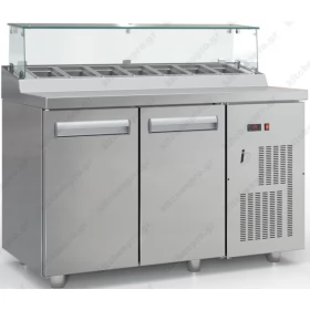 Saladette Bar Refrigerated Counter 135 x 70 cm 2 Doors & Display, GN 1/4 PSM13570BAR, INOX DOBROS Greece