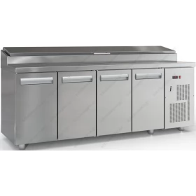 Saladette Refrigerated Counter 225 x 70 cm 2 Doors & Lid, GN 1/4 PSM22570BAR.C, INOX DOBROS Greece