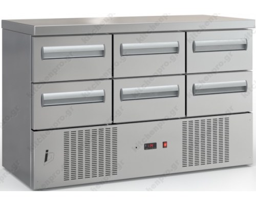 Επαγγελματικό Ψυγείο Πάγκος-Συντήρηση 135 x 60 εκ. με 6 Συρτάρια PSM13560DM/6SIR DOBROS INOX Ελλάδος