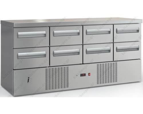 Επαγγελματικό Ψυγείο Πάγκος-Συντήρηση 180 x 60 εκ. με 8 Συρτάρια PSM18060DM/4SIR DOBROS INOX Ελλάδος