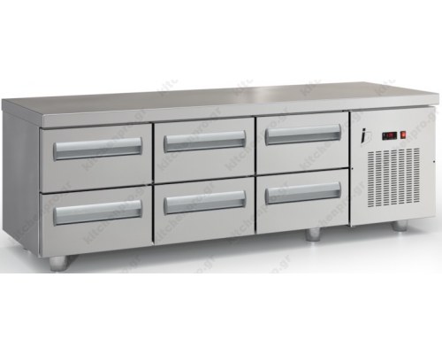 Επαγγελματικό Ψυγείο Πάγκος-Συντήρηση Χαμηλό 180 x 70 εκ. με 6 Συρτάρια GN 1/1 PSM18070SN/4SIR DOBROS INOX Ελλάδος