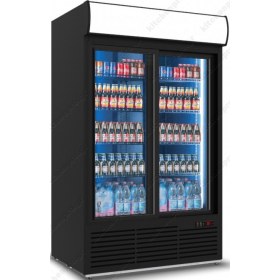 Βιτρίνα Συντήρηση Μπουκαλιών & Γενικής Χρήσης με Μετόπη S1300 SC DD BLACK KLIMASAN