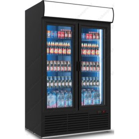 Βιτρίνα Συντήρηση Μπουκαλιών & Γενικής Χρήσης με Μετόπη S1300 SC TD BLACK KLIMASAN