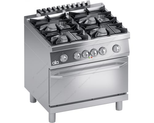 Επαγγελματική Κουζίνα 4 Εστιών Αερίου & Ηλεκτρικός (Αερόθερμος) Φούρνος 80 x 70 εκ. ‘‘High Power’’ K7MCUP10FFP ATA srl Ιταλίας