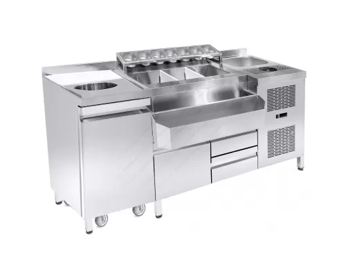 Ψυχόμενο Coctail Station - Ψυχόμενο Bar Station 179 εκ. με Λεκάνη Νερού BS RE 179M, NIKI INOX Ελλαδος