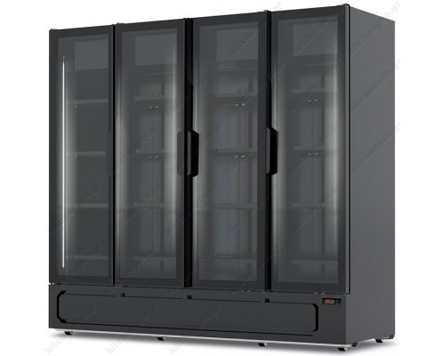 Display Cooler for Soft Drinks, Beers & Bottles Four-Door MILANO 1910 BLK KLIMAITALIA Italy