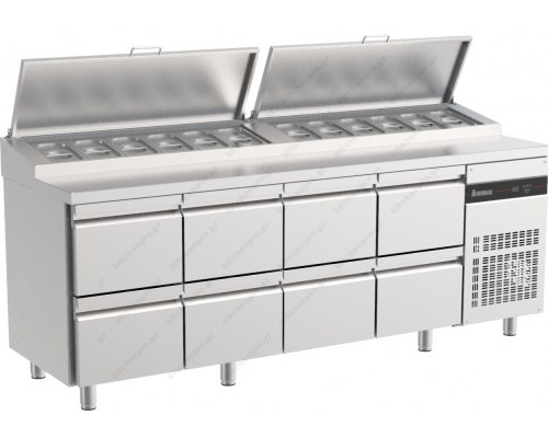 Saladette Refrigerated Counter-Cooler 224.2 x 70 cm 8 Shelves ZPZP2222 ΙΝΟΜΑΚ Greece