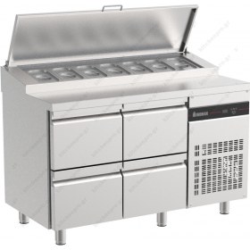 Επαγγελματικό Ψυγείο Πάγκος Σαλατών-Συντήρηση 134.2 x 70 εκ. με 4 Συρτάρια ZPZP22 ΙΝΟΜΑΚ Ελλάδος