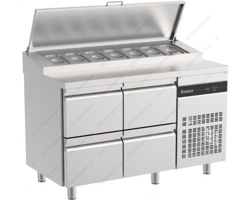 Saladette Refrigerated Counter-Cooler 134.2 x 70 cm 4 Shelves ZPZP22 ΙΝΟΜΑΚ Greece