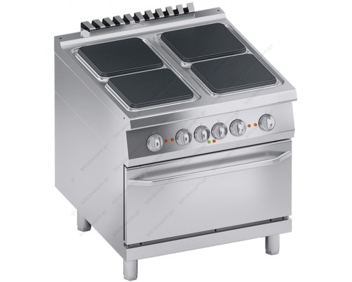 Commercial Electric Cooker 4 Ranges + Electric Oven S900 80 x 90 cm K4ECUP10FF ATA srl Italy