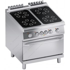 Επιδαπέδια Κεραμική Κουζίνα 4 Εστιών + Ηλεκτρικός Φούρνος 2/1 GN 80 x 90 εκ. K4EVCP10FF ATA srl Ιταλίας