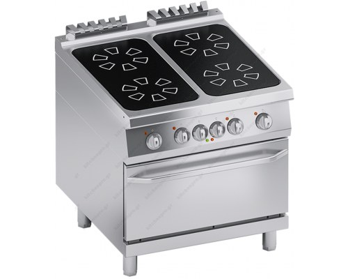 Επιδαπέδια Κεραμική Κουζίνα 4 Εστιών + Ηλεκτρικός Φούρνος 2/1 GN 80 x 90 εκ. K4EVCP10FF ATA srl Ιταλίας